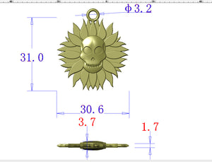 Skull Flower Zipper Pull